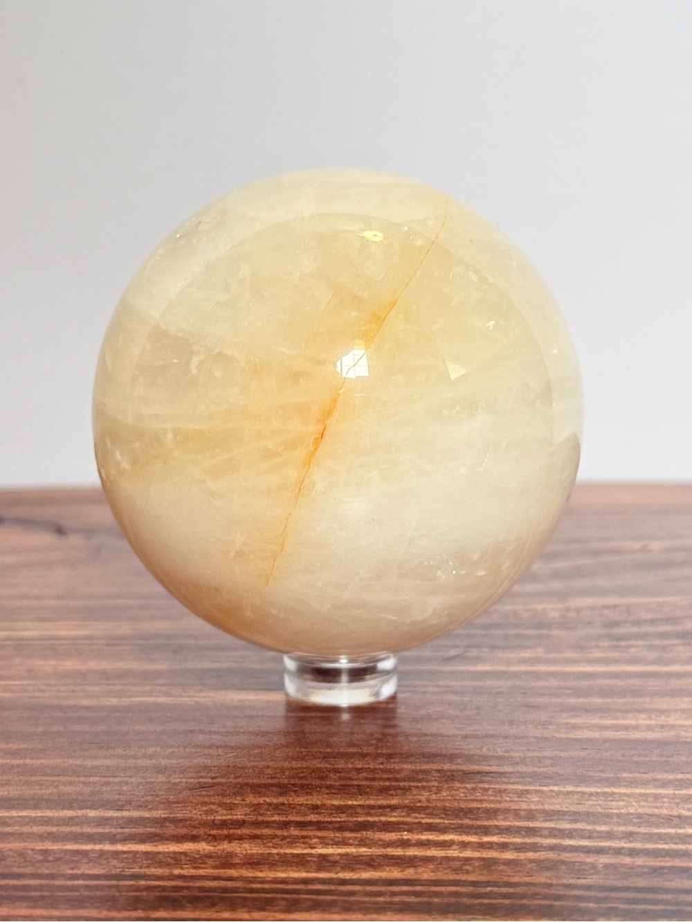 Milky Golden Healer Quartz Sphere – 68mm Natural Crystal Orb w/Golden Vein
